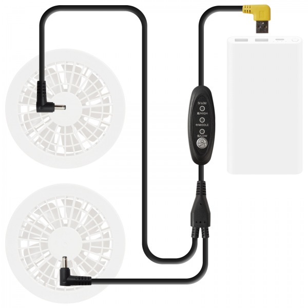 空調服 7.4V USB 2DC 昇圧ケーブル