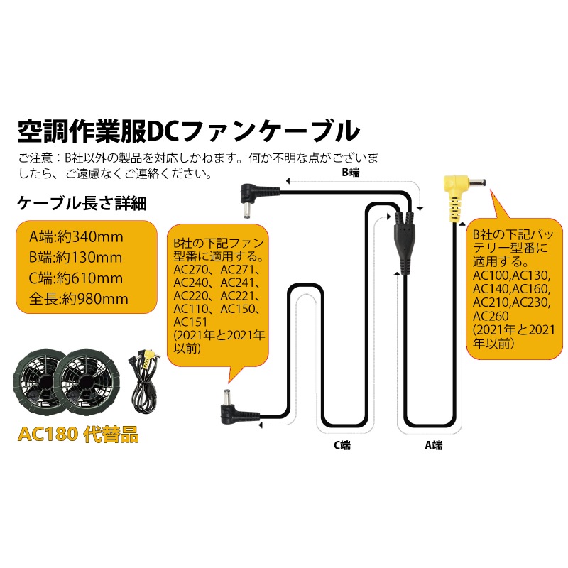 BURTLE ファンケーブル AC180 の代替品