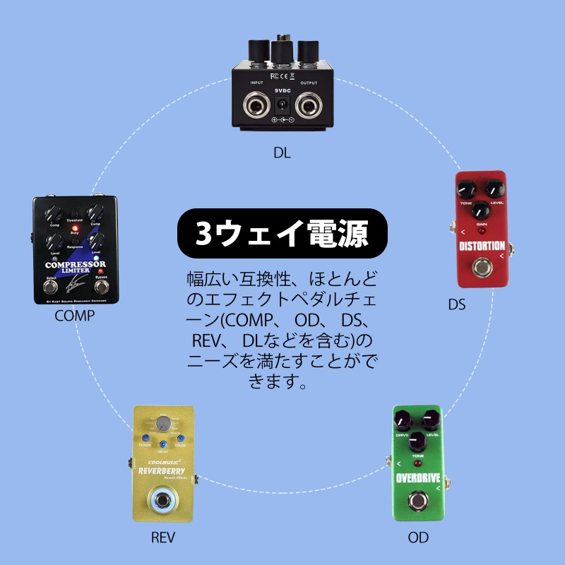 Tyuusei エフェクター 電源 acアダプター 9V 1A ギター 電源ケーブル アダプター BOSS ZOOM Donner VOX MXR Effects Bakery KORG Ibanez 対応 dcケーブル PSA-100, PSA-100S2 4チャンネル電源