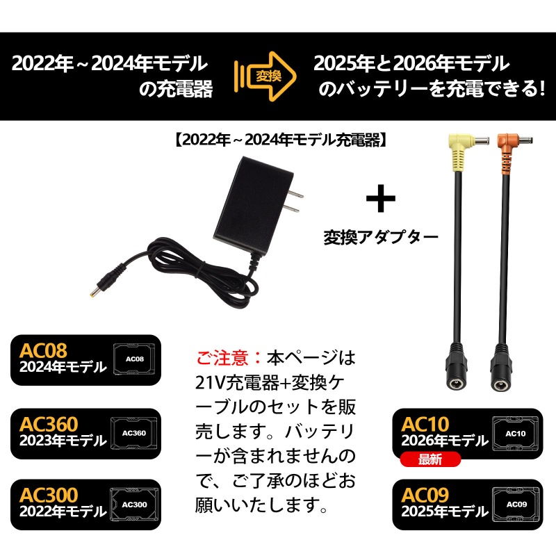 バートル 21V 充電器 AC380 AC330 AC2130 の同等品